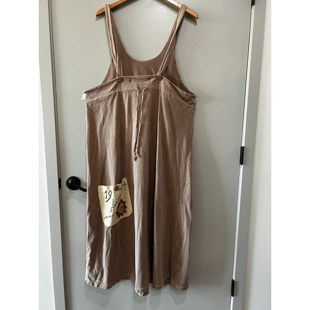 Vintage Art To Wear Isabel LA Maxi Dress Lagenlook Hand Painted Patch Sz-XL - Picture 3 of 11